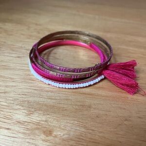 Pink metal Bangle Bracelet Set of 4